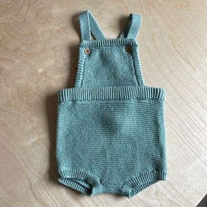 Janie & Jack Green Knitted Shortalls